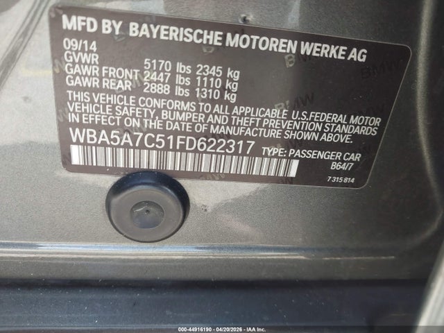 Продажа на аукционе авто 2015 Bmw 528i Xdrive, vin: WBA5A7C51FD622317, номер лота: 44916190