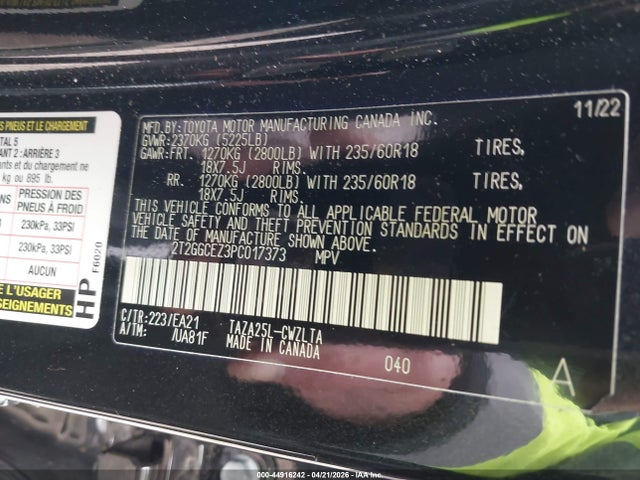 44916242 :رقم المزاد ، 2T2GGCEZ3PC017373 vin ، 2023 Lexus Nx 350 Premium مزاد بيع