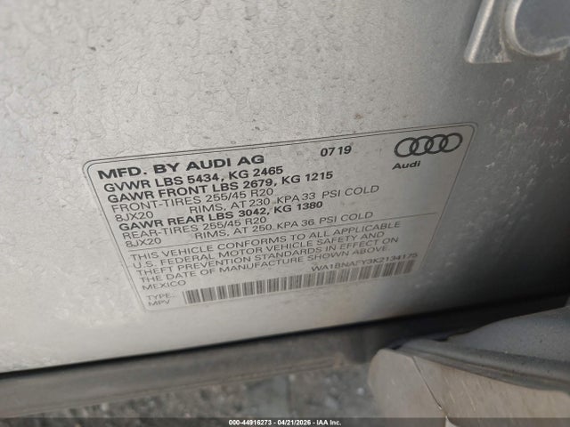 Aukcja sprzedaży 2019 Audi Q5 45 Premium, vin: WA1BNAFY3K2134175, numer aukcji: 44916273