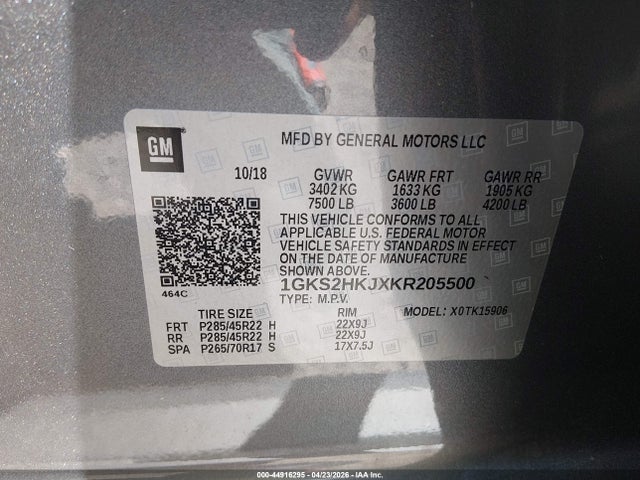 2019 Gmc Yukon Xl Denali მანქანა იყიდება აუქციონზე, vin: 1GKS2HKJXKR205500, აუქციონის ნომერი: 44916295