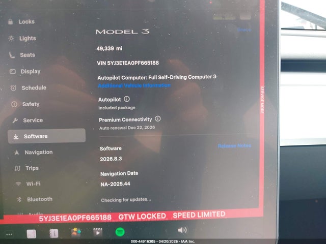 Продаж на аукціоні авто 2023 Tesla Model 3 Rear-wheel Drive, vin: 5YJ3E1EA0PF665188, номер лоту: 44916305