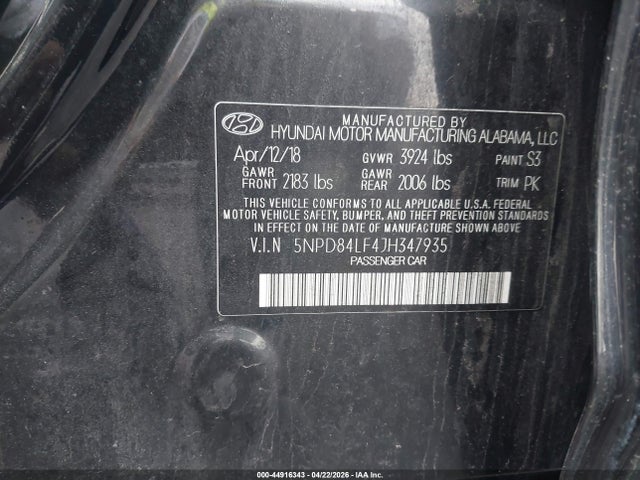 Продажа на аукционе авто 2018 Hyundai Elantra Sel, vin: 5NPD84LF4JH347935, номер лота: 44916343