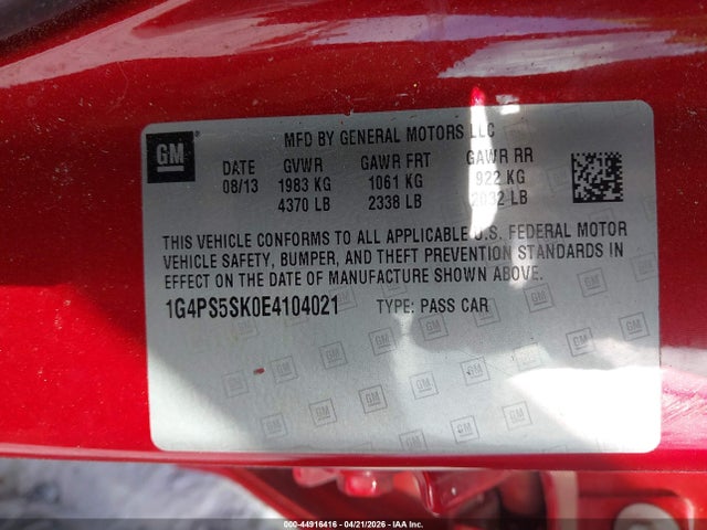 Продаж на аукціоні авто 2014 Buick Verano Leather Group, vin: 1G4PS5SK0E4104021, номер лоту: 44916416
