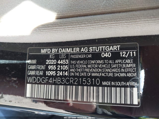 Aukcja sprzedaży 2012 Mercedes-benz C 250 Sport, vin: WDDGF4HB3CR215310, numer aukcji: 44916459