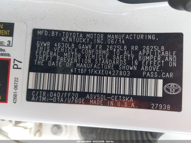 Toyota CAMRY SE 2014 4T1BF1FKXEU427803 Image 9
