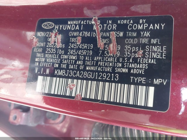 44916628 :رقم المزاد ، KM8J3CA28GU129213 vin ، 2016 Hyundai Tucson Limited مزاد بيع