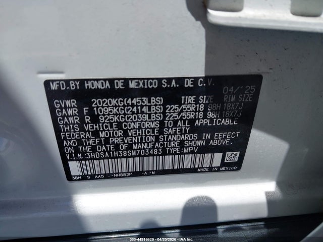Aukcja sprzedaży 2025 Acura Adx, vin: 3HDSA1H38SM703483, numer aukcji: 44916629