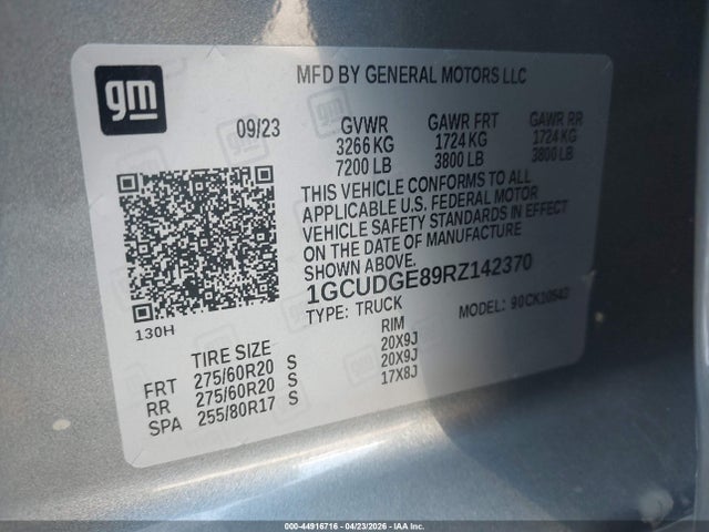 Aukcja sprzedaży 2024 Chevrolet Silverado 1500 4wd  Short Bed Ltz, vin: 1GCUDGE89RZ142370, numer aukcji: 44916716
