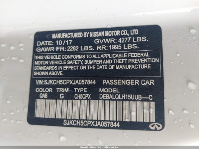 44916750 :رقم المزاد ، SJKCH5CPXJA057844 vin ، 2018 Infiniti Qx30 Luxury مزاد بيع