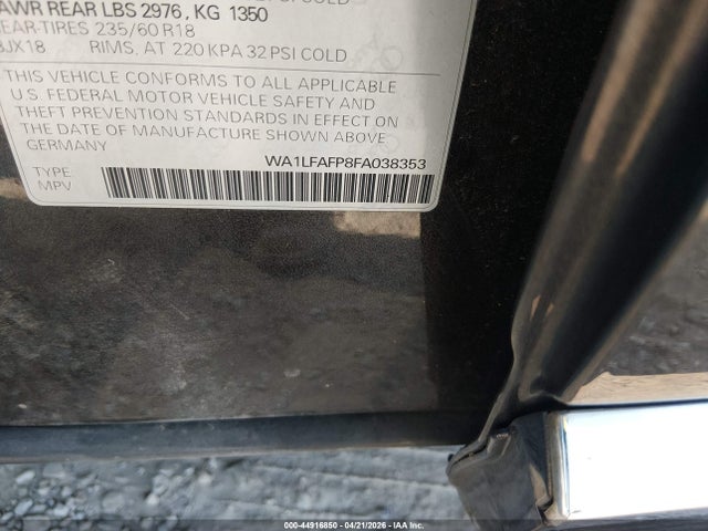 Продаж на аукціоні авто 2015 Audi Q5 2.0t Premium, vin: WA1LFAFP8FA038353, номер лоту: 44916850