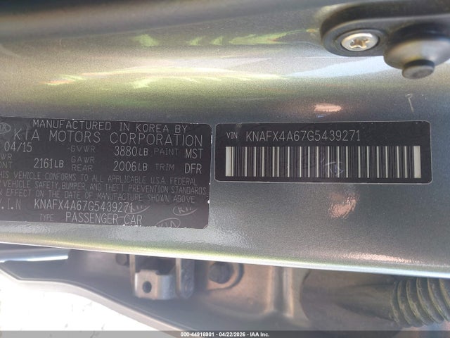 44916901 :رقم المزاد ، KNAFX4A67G5439271 vin ، 2016 Kia Forte Lx مزاد بيع