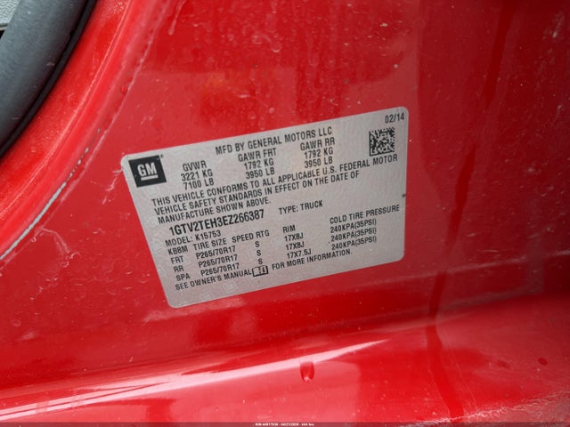 Aukcja sprzedaży 2014 Gmc Sierra 1500, vin: 1GTV2TEH3EZ266387, numer aukcji: 44917030