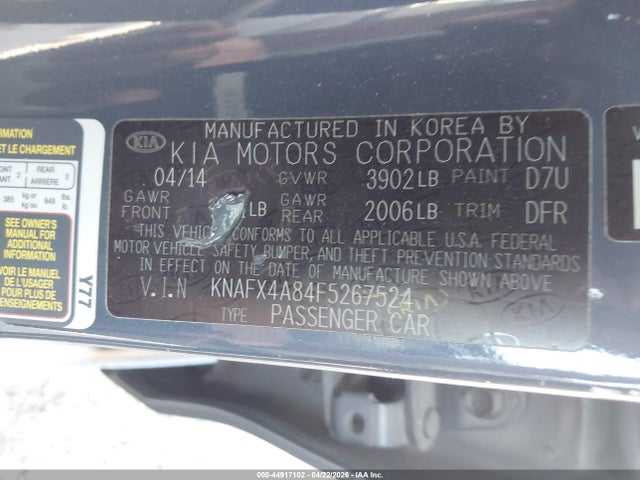 Aukcja sprzedaży 2015 Kia Forte Ex, vin: KNAFX4A84F5267524, numer aukcji: 44917102
