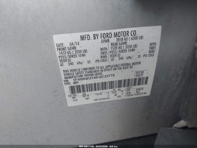 Ford EXPLORER SPORT 2014 1FM5K8GT4EGC33775 Image 9