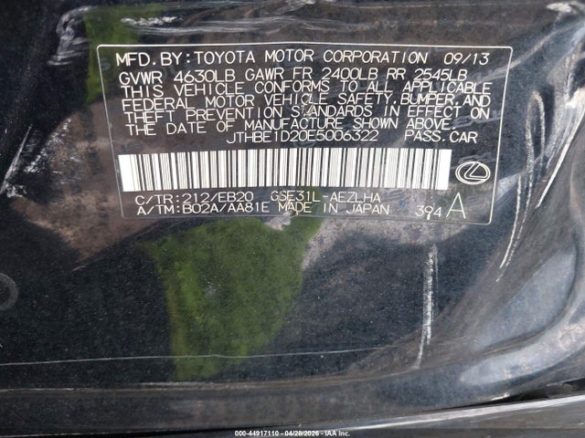 Продаж на аукціоні авто 2014 Lexus Is 350, vin: JTHBE1D20E5006322, номер лоту: 44917110