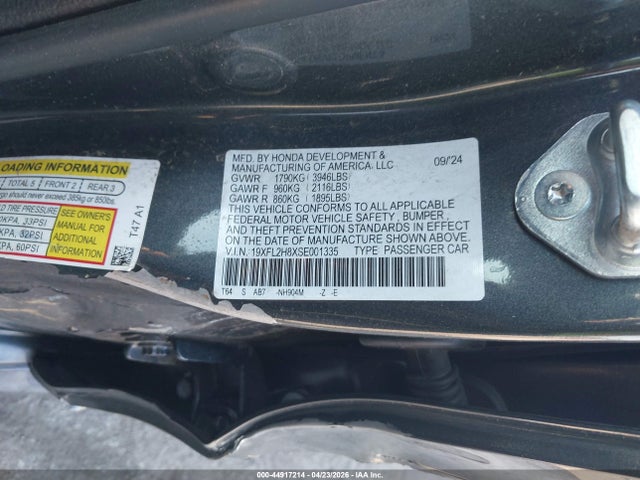 19XFL2H8XSE001335 Honda Civic Sedan Sport