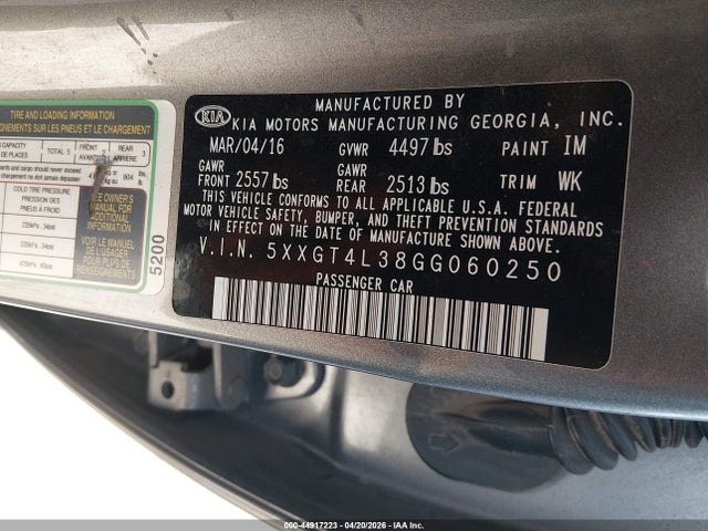 2016 KIA OPTIMA 5XXGT4L38GG060250 Photo 8
