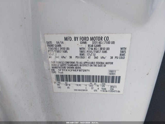 Ford F-150 Xl 2014 1FTFX1CF6EFB72971 Image 9