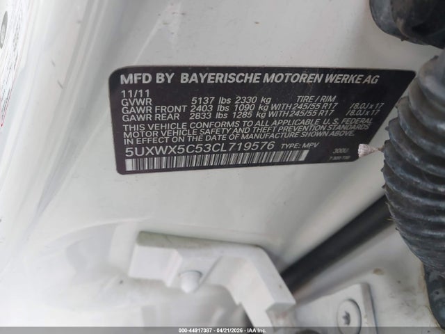 Продаж на аукціоні авто 2012 Bmw X3 Xdrive28i, vin: 5UXWX5C53CL719576, номер лоту: 44917387