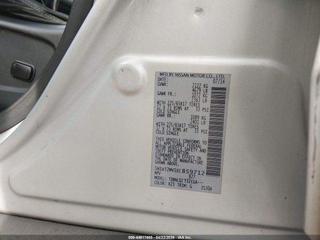 Aukcja sprzedaży 2014 Nissan Rogue Sv, vin: 5N1AT2MV1EC859712, numer aukcji: 44917405