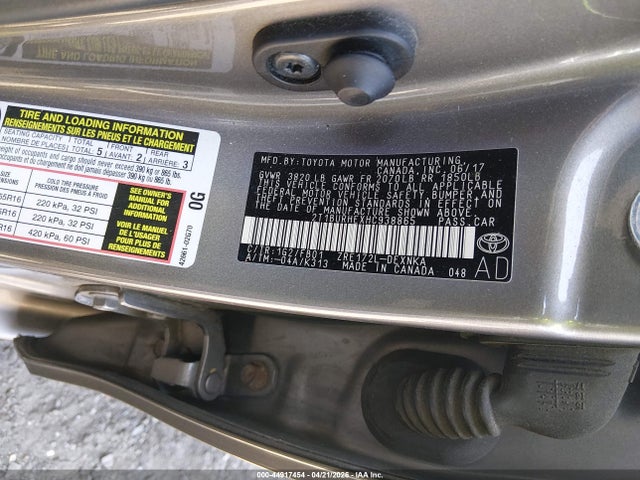 Продажа на аукционе авто 2017 Toyota Corolla Le, vin: 2T1BURHEXHC938865, номер лота: 44917454