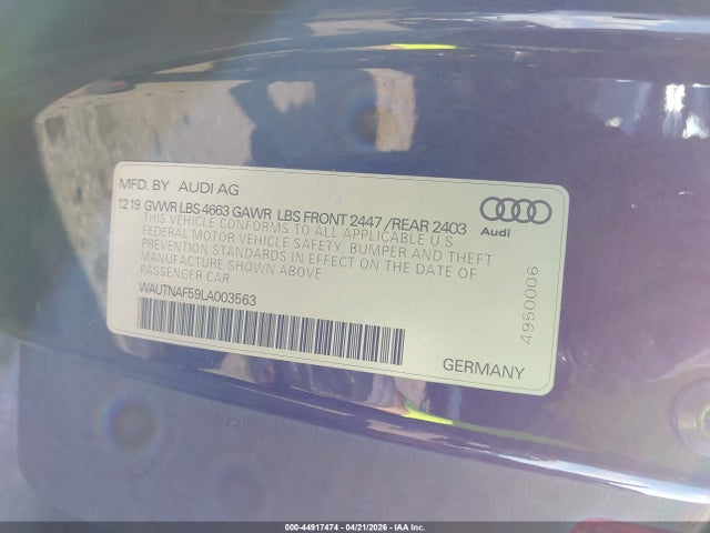Продажа на аукционе авто 2020 Audi A5 Premium Plus 45 Tfsi Quattro S Tronic, vin: WAUTNAF59LA003563, номер лота: 44917474