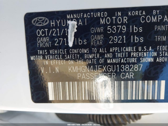Aukcja sprzedaży 2016 Hyundai Genesis 3.8, vin: KMHGN4JEXGU138287, numer aukcji: 44917486