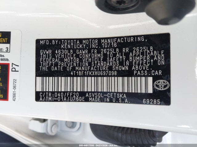 Toyota CAMRY SE 2017 4T1BF1FKXHU697098 Image 9