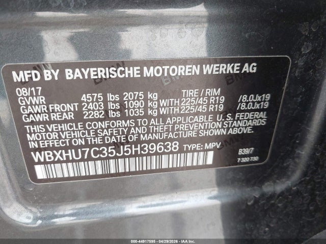 WBXHU7C35J5H39638 BMW X1 Sdrive28i