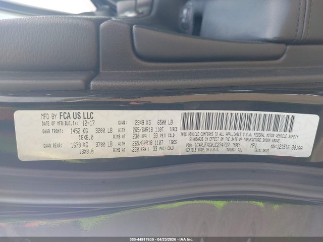 Aukcja sprzedaży 2018 Jeep Grand Cherokee Laredo E 4x4, vin: 1C4RJFAG0JC274737, numer aukcji: 44917639