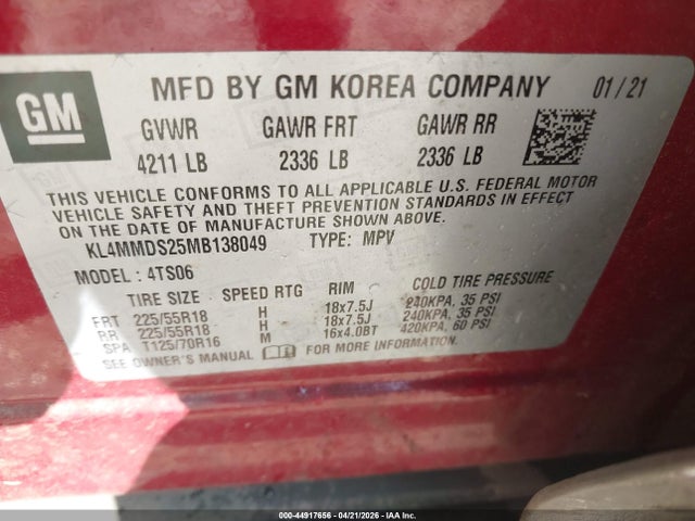 Продажа на аукционе авто 2021 Buick Encore Gx Fwd Select, vin: KL4MMDS25MB138049, номер лота: 44917656