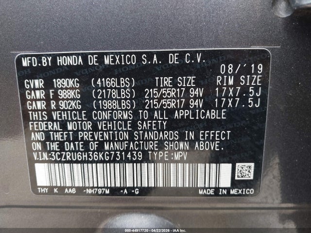 Продажа на аукционе авто 2019 Honda Hr-v Lx, vin: 3CZRU6H36KG731439, номер лота: 44917720