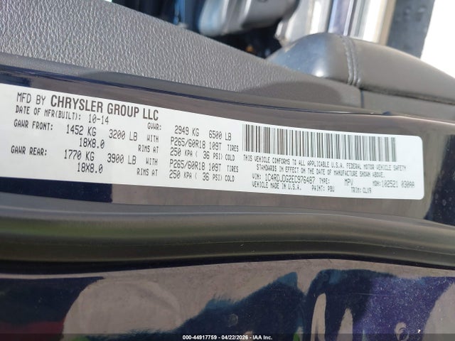 Dodge DURANGO LIMITED 2014 1C4RDJDG2EC976487 Image 9