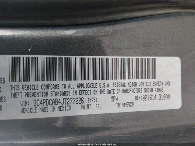Продаж на аукціоні авто 2018 Dodge Journey Se, vin: 3C4PDCAB4JT277226, номер лоту: 44917838