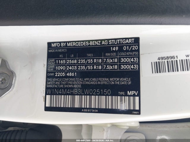 Продаж на аукціоні авто 2020 Mercedes-benz Glb 250 4matic, vin: W1N4M4HB3LW025150, номер лоту: 44917885