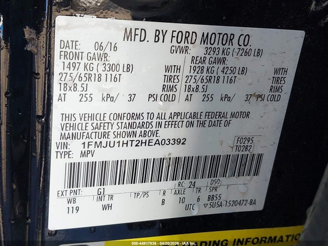 Aukcja sprzedaży 2017 Ford Expedition Xlt, vin: 1FMJU1HT2HEA03392, numer aukcji: 44917936