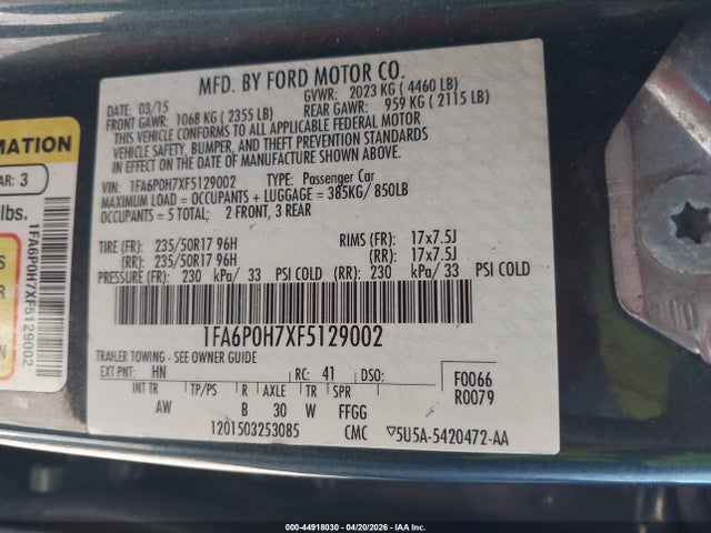 Продажа на аукционе авто 2015 Ford Fusion Se, vin: 1FA6P0H7XF5129002, номер лота: 44918030