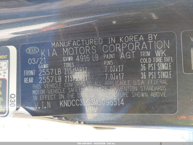 KNDCC3LG3M5098514 KIA Niro Ev Ex