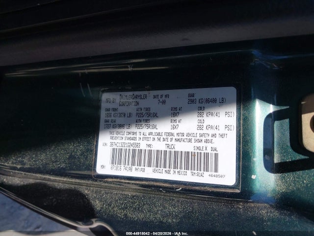 44918042 :رقم المزاد ، 3B7HC13Z21G245583 vin ، 2001 Dodge Ram 1500 St مزاد بيع