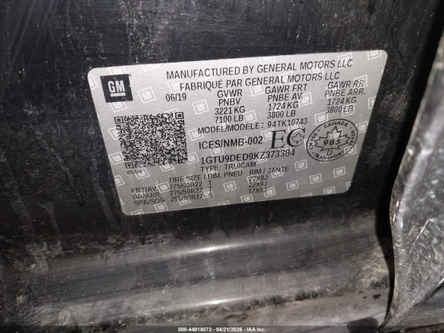Aukcja sprzedaży 2019 Gmc Sierra 1500 Slt, vin: 1GTU9DED9KZ373384, numer aukcji: 44918073
