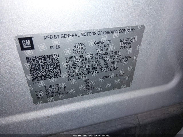 Chevrolet EQUINOX LT 2018 2GNAXJEV7J6331653 Image 9