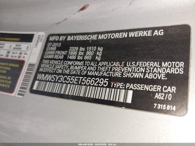 44918288 :رقم المزاد ، WMWSY3C55ET566295 vin ، 2014 Mini Roadster Cooper S مزاد بيع