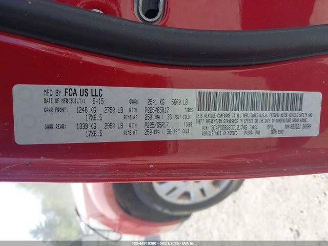 44918300 :رقم المزاد ، 3C4PDDBG6GT121746 vin ، 2016 Dodge Journey Sxt مزاد بيع