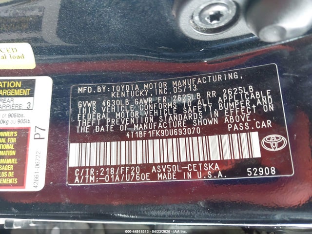 Продаж на аукціоні авто 2013 Toyota Camry Se, vin: 4T1BF1FK9DU693070, номер лоту: 44918313