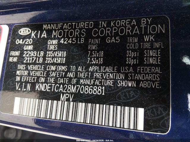 Aukcja sprzedaży 2021 Kia Seltos Sx Turbo, vin: KNDETCA28M7086881, numer aukcji: 44918337