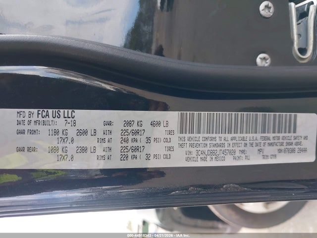 Aukcja sprzedaży 2018 Jeep Compass Latitude 4x4, vin: 3C4NJDBB2JT457020, numer aukcji: 44918343