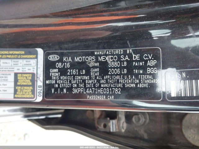 Aukcja sprzedaży 2017 Kia Forte Lx, vin: 3KPFL4A71HE031782, numer aukcji: 44918353