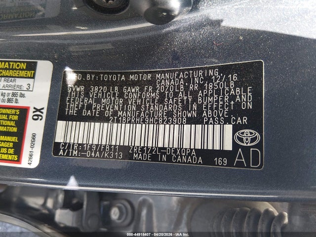 Toyota Corolla Le Eco 2017 2T1BPRHE9HC823908 Image 9