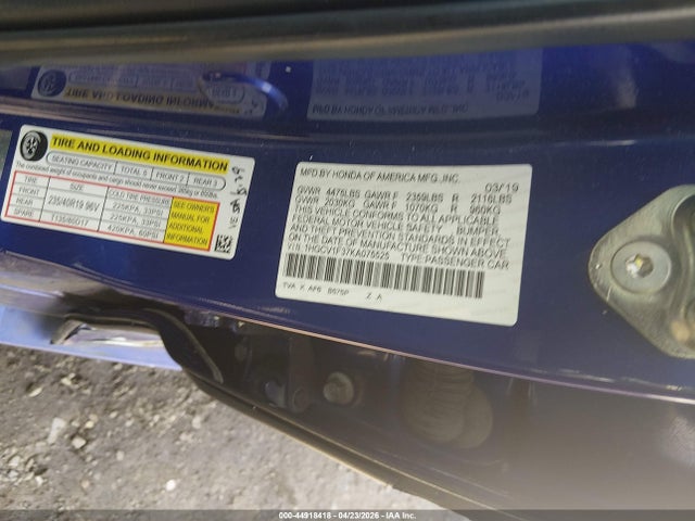 Продаж на аукціоні авто 2019 Honda Accord Sport, vin: 1HGCV1F37KA075525, номер лоту: 44918418