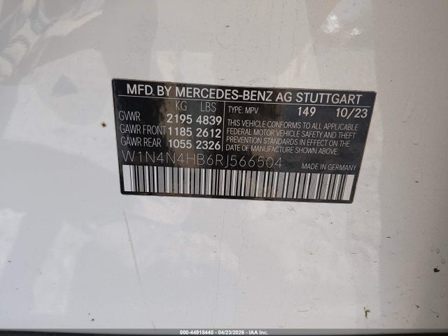 Продажа на аукционе авто 2024 Mercedes-benz Gla 250 4matic, vin: W1N4N4HB6RJ566504, номер лота: 44918440